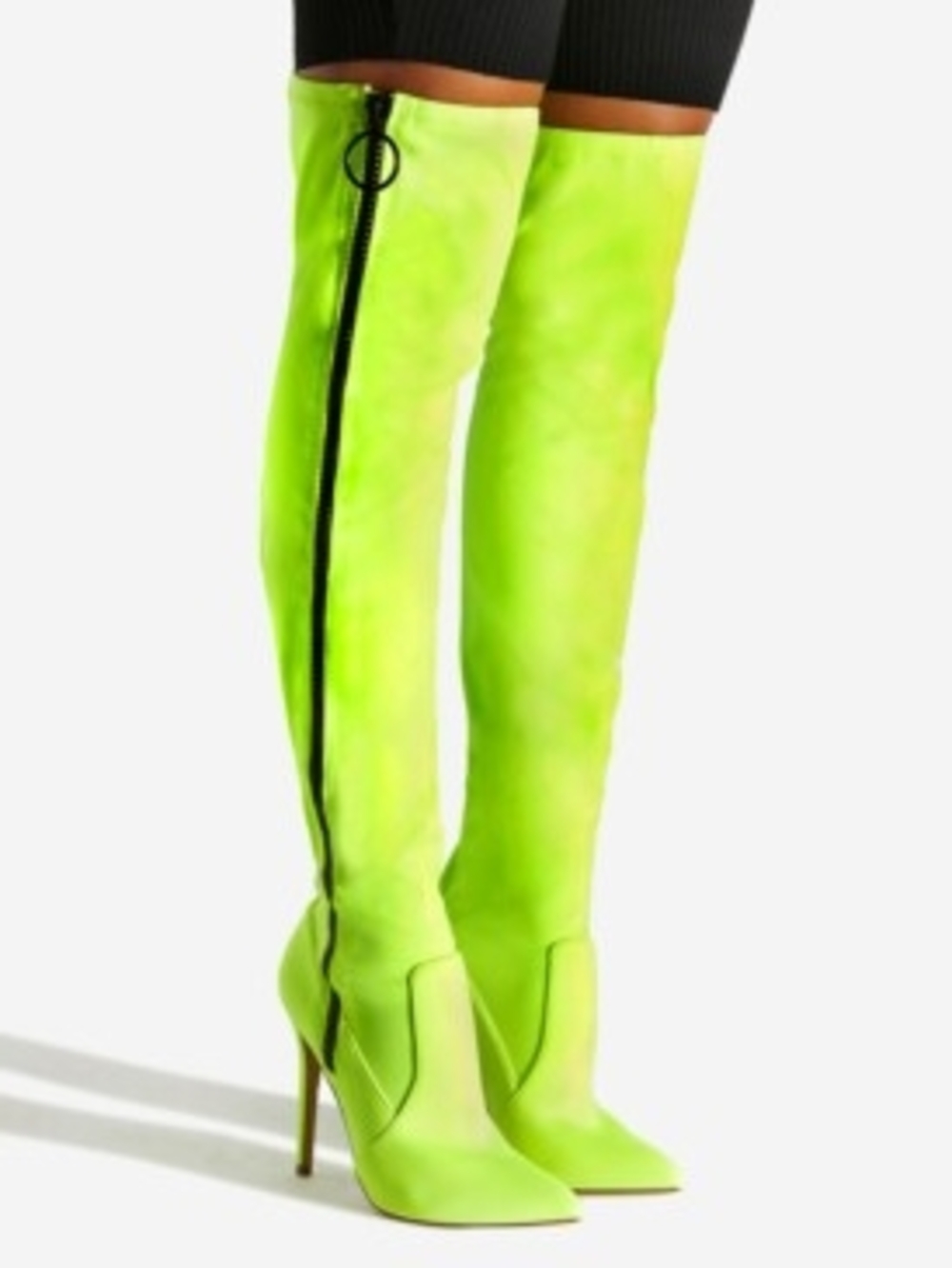 Shoe Dazzle Neon Green Over-the-Knee Stiletto Boots